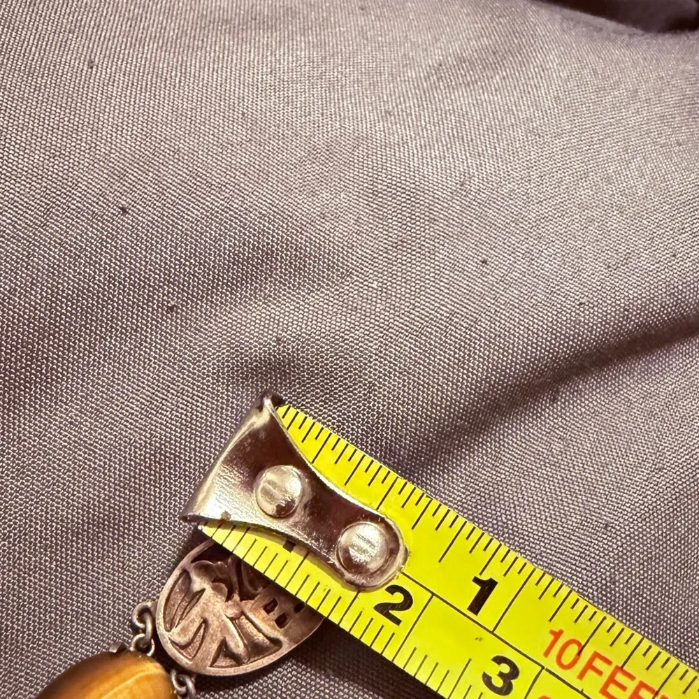 Vintage Hong Kong Sterling Silver & Tiger’s Eye Bracelet